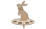Suport de Paste, Iepuras din lemn pentru 8 oua, 26×25 CM