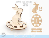 Suport de Paste, Iepuras din lemn pentru 8 oua, 26×25 CM