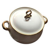 Supiera ceramica cu manere si capac,margine aurie,19*10.5CM