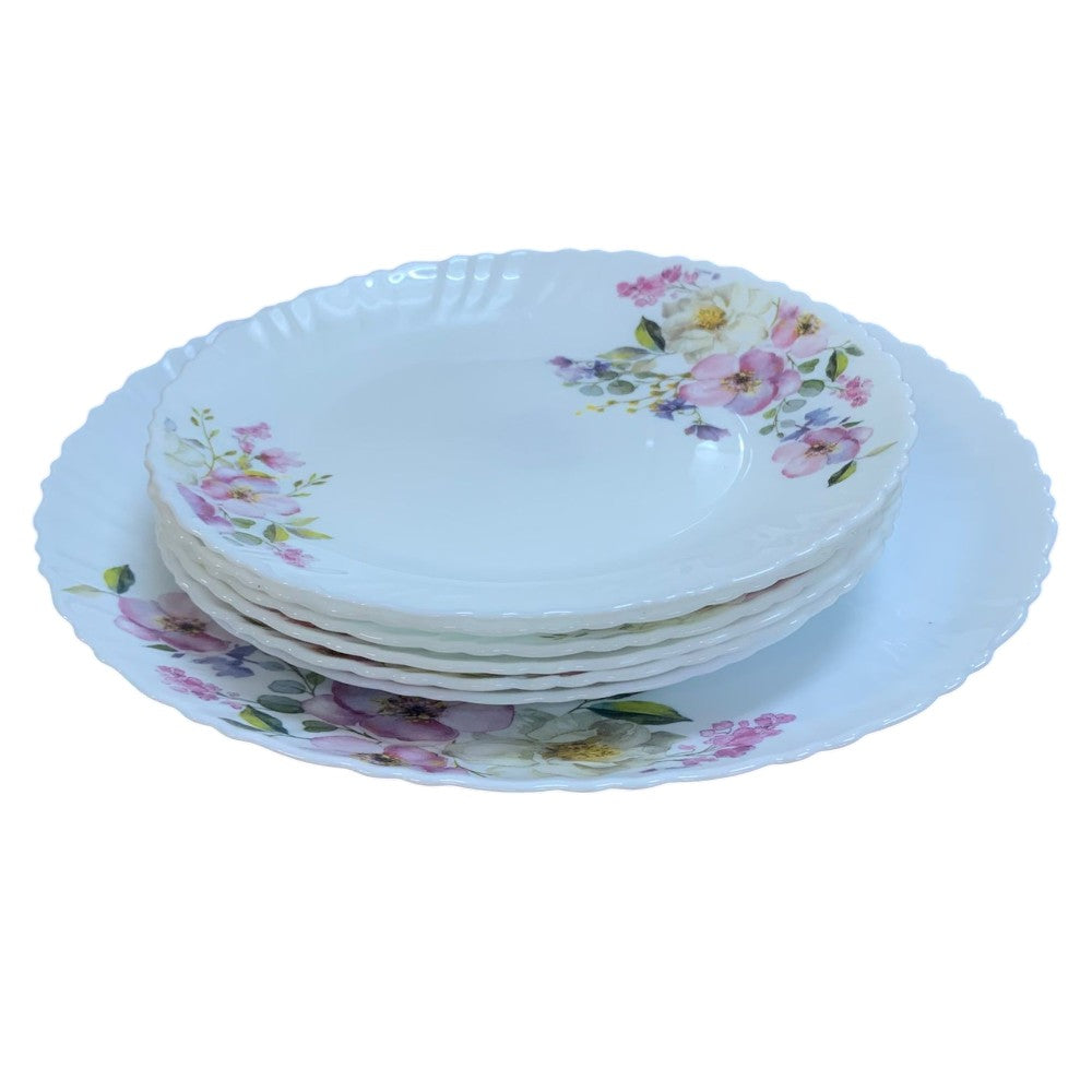 Set de tort 7 piese, Platou cu 6 farfurii desert din ceramica 26/19 CM