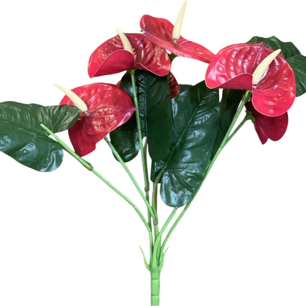 Buchet planta artificiala realista Anthurium Rosu , 39 cm