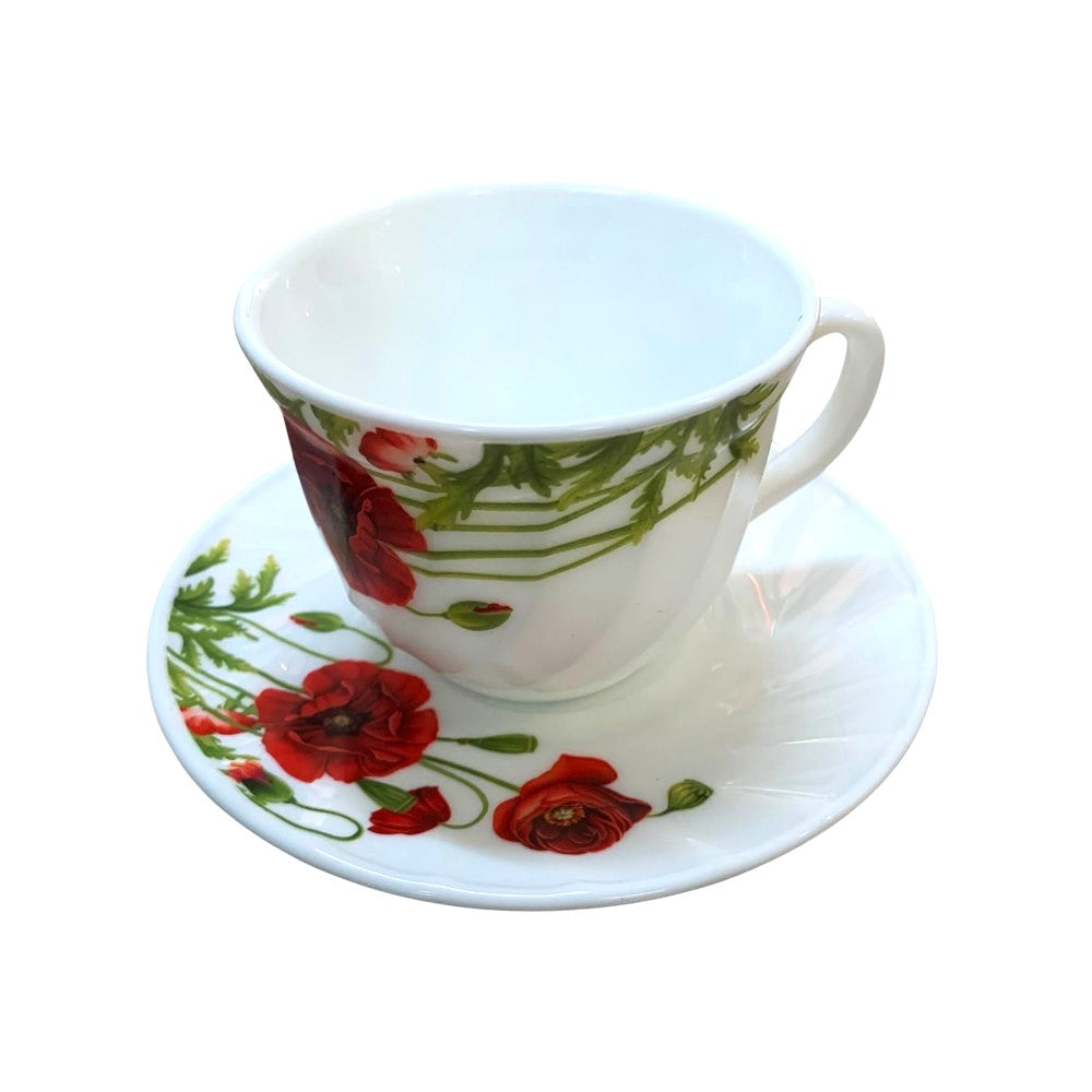 Set 6 cesti cu farfurii , Opal , 190/210 ml, model Maci