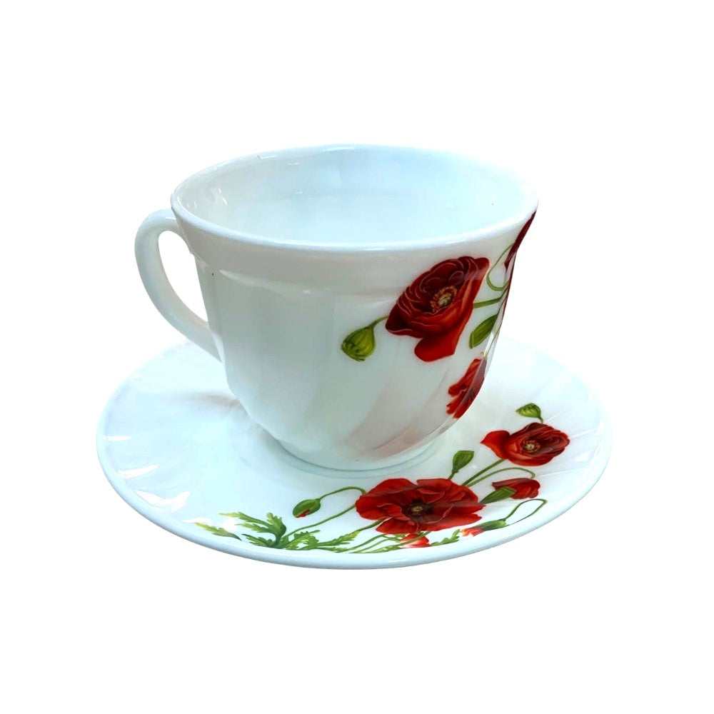 Set 6 cesti cu farfurii , Opal , 190/210 ml, model Maci