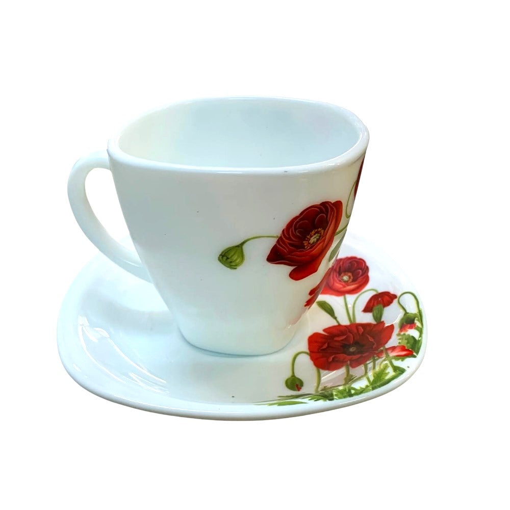 Set 6 cesti cu farfurii , Opal , 190/210 ml, model Maci