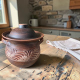 Supiera/Oala pentru Cuptor cu Capac din Angob, Lut Rosu, 5 l, 23x24 cm