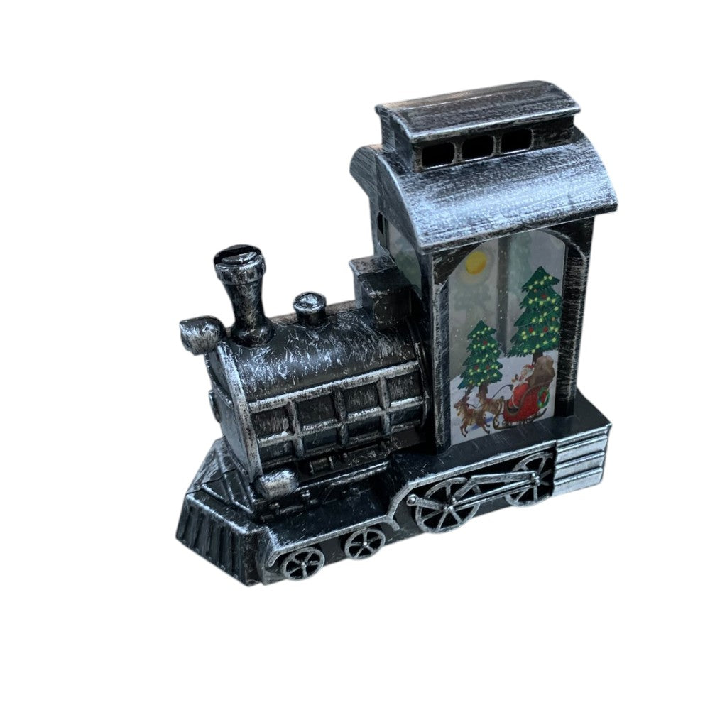 Ornament de Craciun cu tren luminos LED, 13x13x7cm