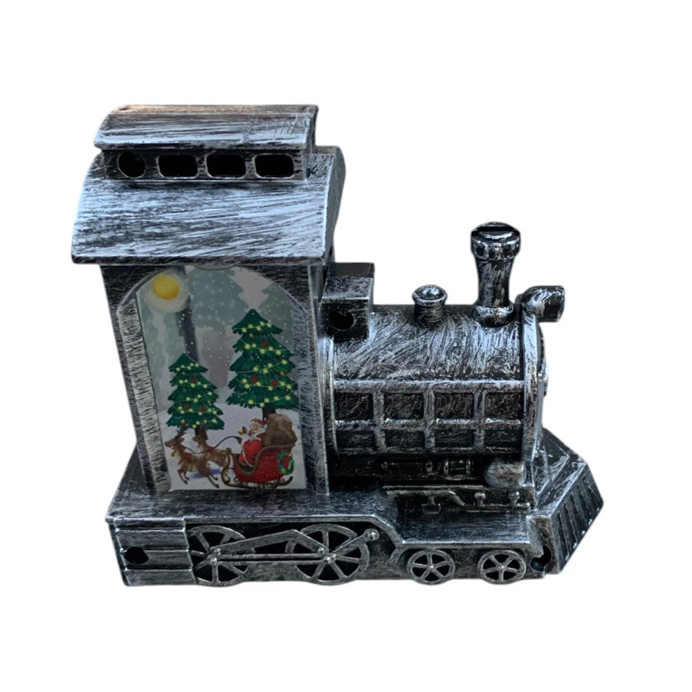 Ornament de Craciun cu tren luminos LED, 13x13x7cm