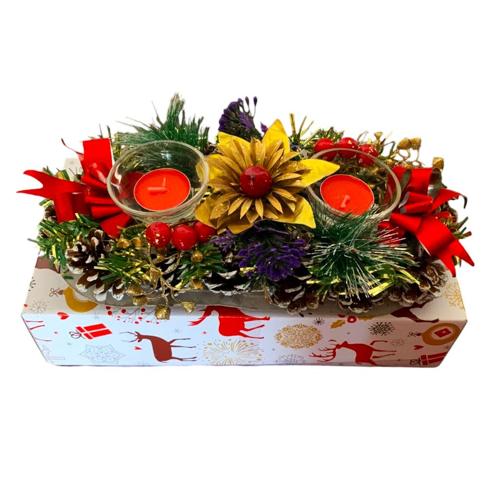 Decor pentru masa de Craciun cu lumanari , 28x13 cm