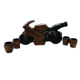 Set ceramica pentru bautura, in forma de Motocicleta 500 ml cu 4  pahare , 25 ml