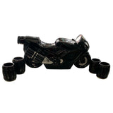 Set ceramica pentru bautura, in forma de Motocicleta 500 ml cu 4  pahare , 25 ml