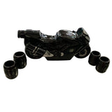 Set ceramica pentru bautura, in forma de Motocicleta 500 ml cu 4  pahare , 25 ml