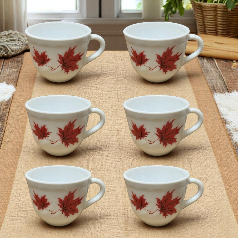 Set 6 cesti pentru Cafea sau Ceai, Opal, model florat Trandafiri /Artar  , 200 ml