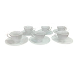 Set 6 cesti espresso cu farfurie, 75 ml, Portelan, Alb Lucios