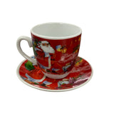 Set 6 Cesti Espresso si 6 Farfurioare, Model Craciun , Ceramica, Cutie Cadou,100 ml