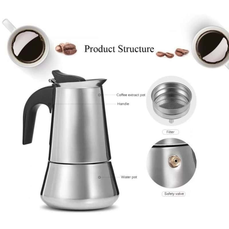 Espressor pentru aragaz 9 cesti, Inox, 450ml, Argintiu