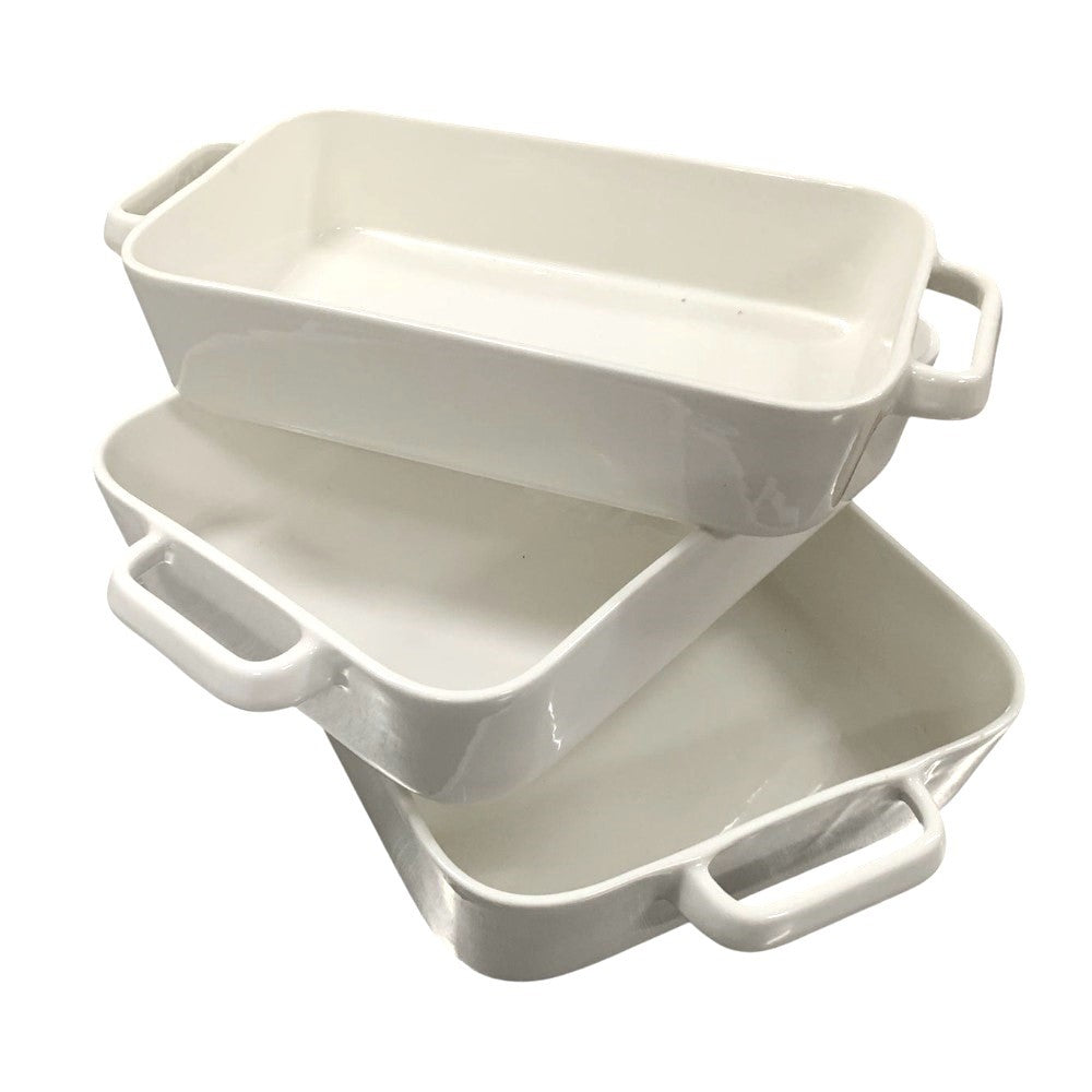 Set 3 tavi Ceramica pentru cuptor, Alb