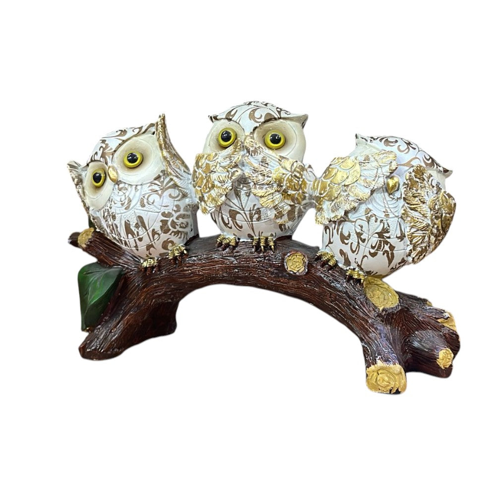 Statueta 3 Bufnitele  Nu Vad,Nu Aud,Nu Vorbesc, Rasina, 22.5 cm