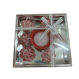 Set 7 lumanarele decorative , Alb- Rosu cu sclipici