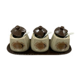 Set 3 Recipiente Condimente, 3 Lingurite Ceramica , 30x11 cm
