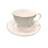Set de 6 cesti si 6 farfurii , 250 ml, Luxury Collection , Alb - Margine Aurie