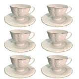 Set de 6 cesti si 6 farfurii , 250 ml, Luxury Collection , Alb - Margine Aurie
