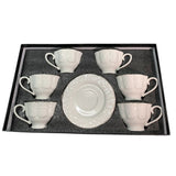 Set de 6 cesti si 6 farfurii , 250 ml, Luxury Collection , Alb - Margine Aurie