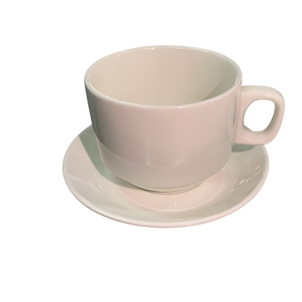 Set 6 Cesti 220/150 ml si 6 Farfurii portelan pe Suport de Bambus, Diverse Modele