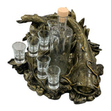 Suport Suvenir cu model Somn,ceramica , sticla 500 ml si 6 pahare  50 ml, 37x16 cm
