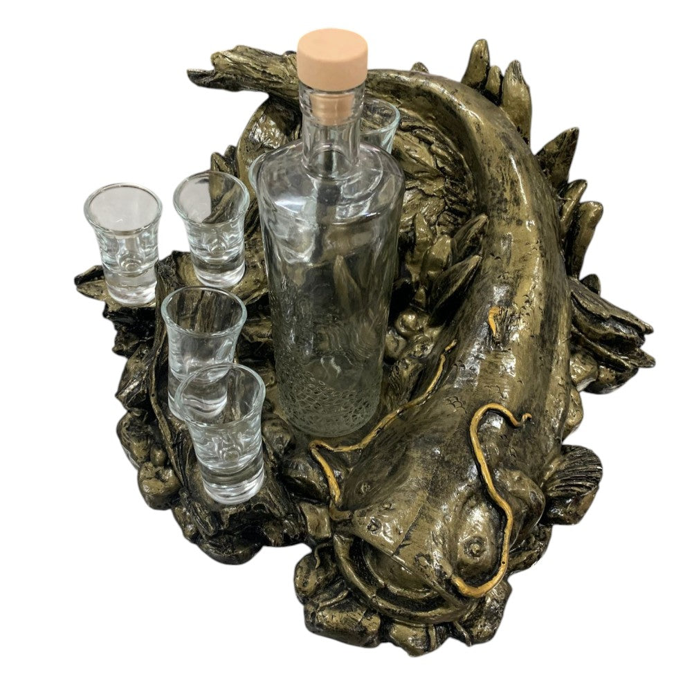 Suport Suvenir cu model Somn,ceramica , sticla 500 ml si 6 pahare  50 ml, 37x16 cm