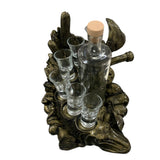 Suport Suvenir cu model Stiuca,ceramica , sticla 500 ml si 6 pahare 50ml, 30x20cm