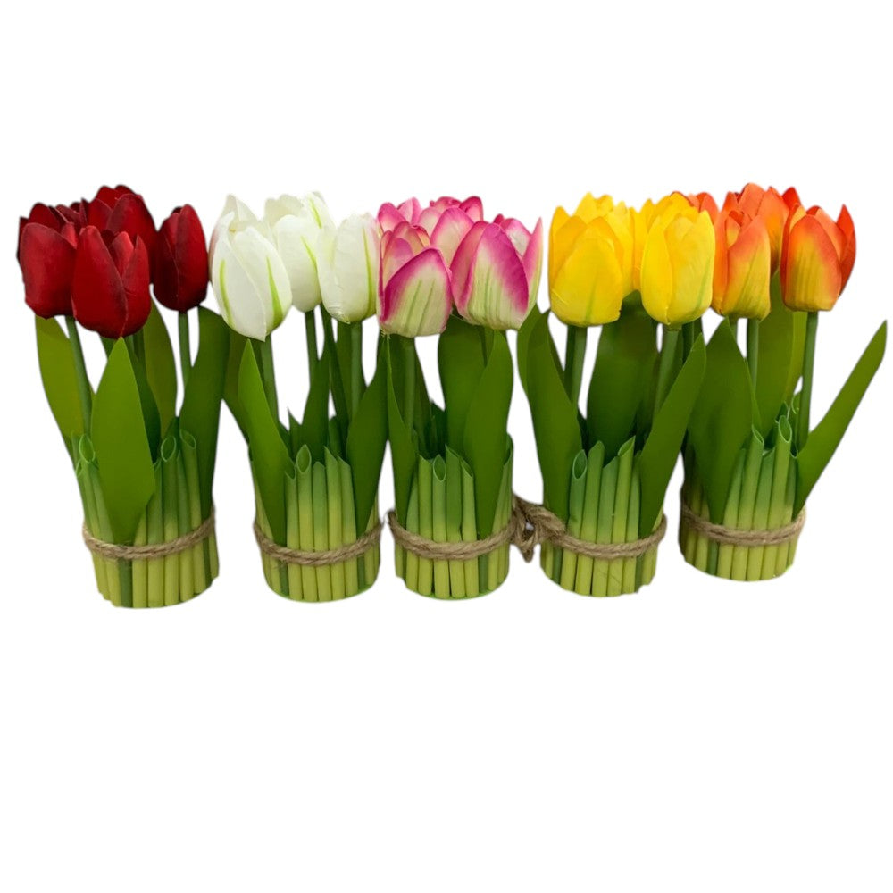 Buchet decorativ 5 Lalele artificiale , 18 cm