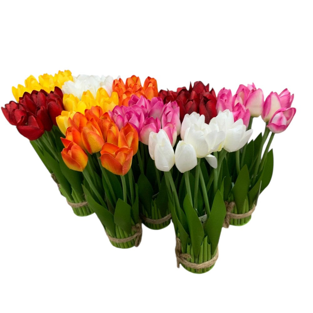 Buchet decorativ 9 Lalele artificiale,27 cm