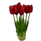 Buchet decorativ 9 Lalele artificiale,27 cm
