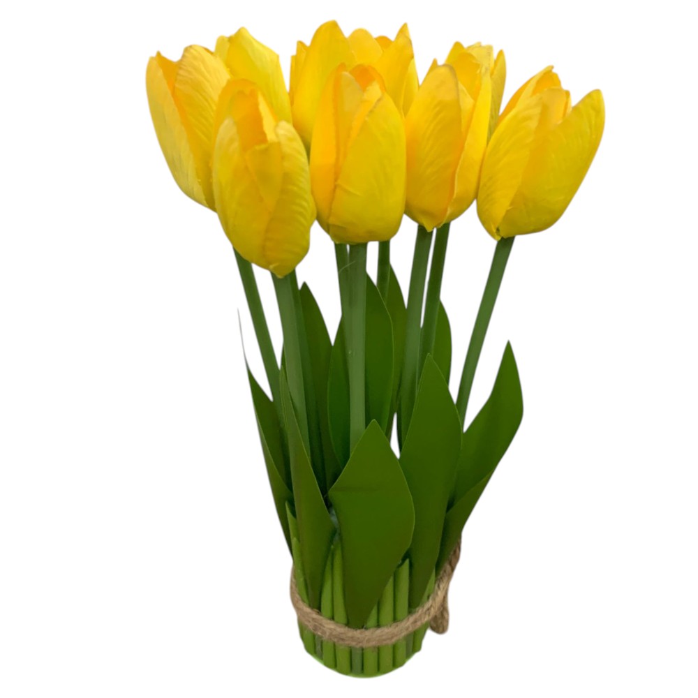 Buchet decorativ 9 Lalele artificiale,27 cm