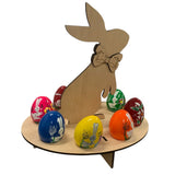 Suport de Paste, Iepuras din lemn pentru 8 oua, 26×25 CM