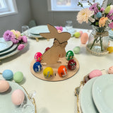 Suport de Paste, Iepuras din lemn pentru 8 oua, 26×25 CM