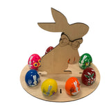 Suport de Paste, Iepuras din lemn pentru 8 oua, 26×25 CM