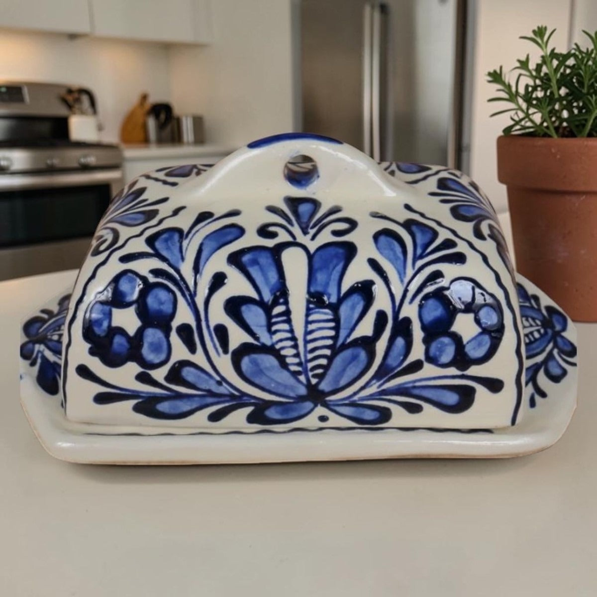 Suport de unt din ceramica pictat manual Traditional - ceramică de Corund , 19x12x8 cm