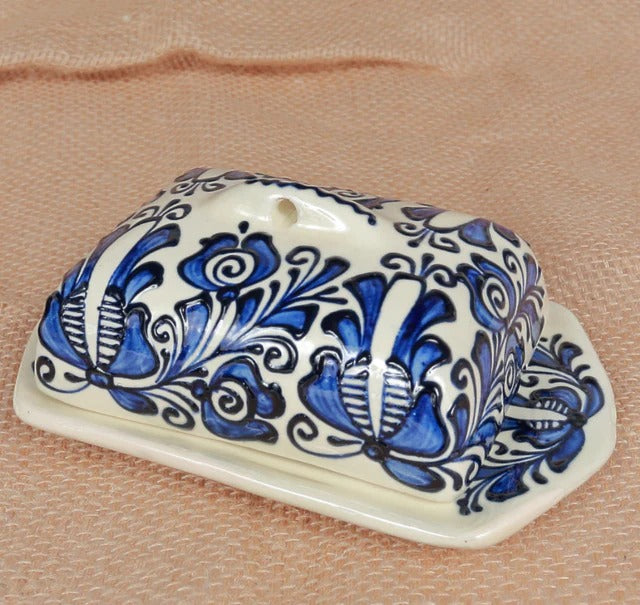 Suport de unt din ceramica pictat manual Traditional - ceramică de Corund , 19x12x8 cm