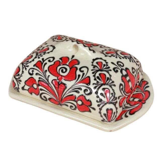 Suport de unt din ceramica pictat manual Traditional - ceramică de Corund , 19x12x8 cm