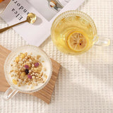 Set 6 Cesti Cafea Transparente si Farfurii din sticla, Model