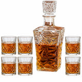 Set Decantor 1L + 6 pahare whiskey , sticla