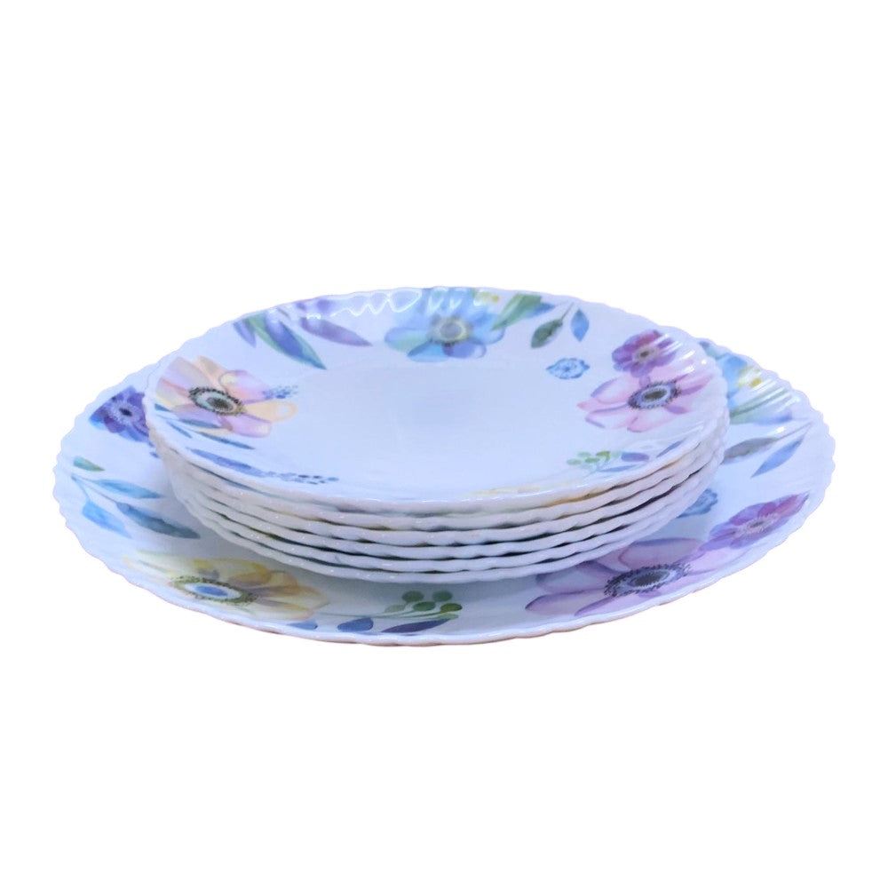 Set de tort 7 piese, Platou cu 6 farfurii desert din ceramica 26/19 CM