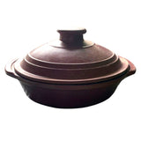 Oala din Lut Rosu, cu capac si manere, Rotunda, aspect Granit, 23x6 cm, 1 l