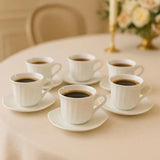 Set 6 cesti de cafea cu farfurioare din opal , Alb
