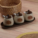 Set 3 Recipiente Condimente, 3 Lingurite Ceramica , 30x11 cm
