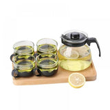 Set Ceainic cu Infuzor 1L si 4 Cesti 150 ml, Sticla/Otel inoxidabil, Transparent/Negru