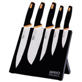 Set 5 cutite cu suport magnetic, Brio Metallica