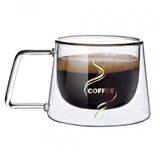 Set 6 cesti Cafea 200 ml, Pereti Dubli, Sticla Termorezistenta, 13x10x7.5 cm