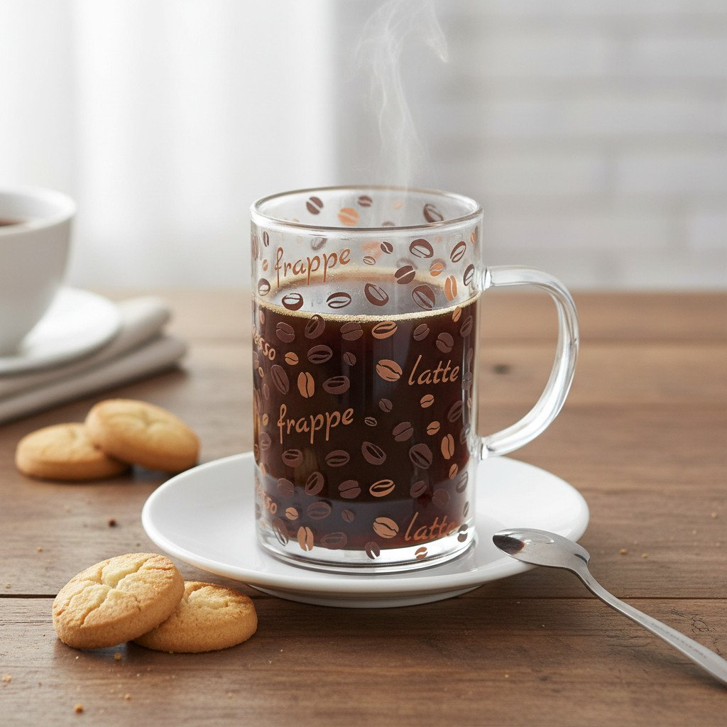 Set 6 cesti Cafea sticla borosilicata,Coffee,100/190 ml
